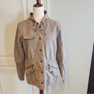 Orvis Women's Tan Cotton Utility Jacket With Hood New With Tags Medium